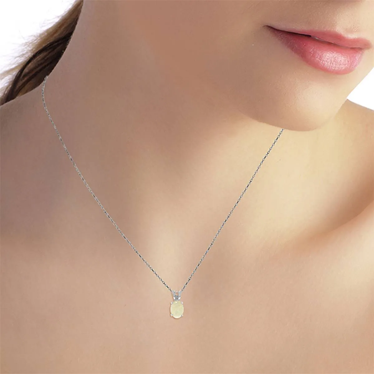 0.45 Carat 14K Solid White Gold At Your Best Opal Necklace