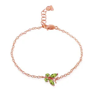 0.6 Carat 14K Solid Rose Gold Butterfly Bracelet Peridot