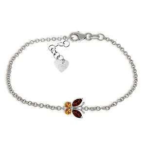 0.6 Carat 14K Solid White Gold Full Blast Garnet Citrine Bracelet