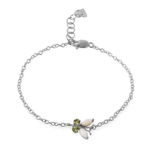 0.6 Carat 14K Solid White Gold Gem Of An Experience Opal Peridot Bracelet