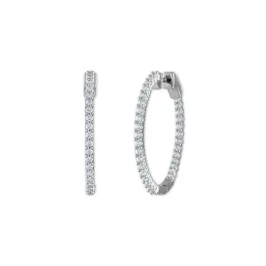 1 CTW Diamond In & Out Hoop Earrings in Sterling Silver