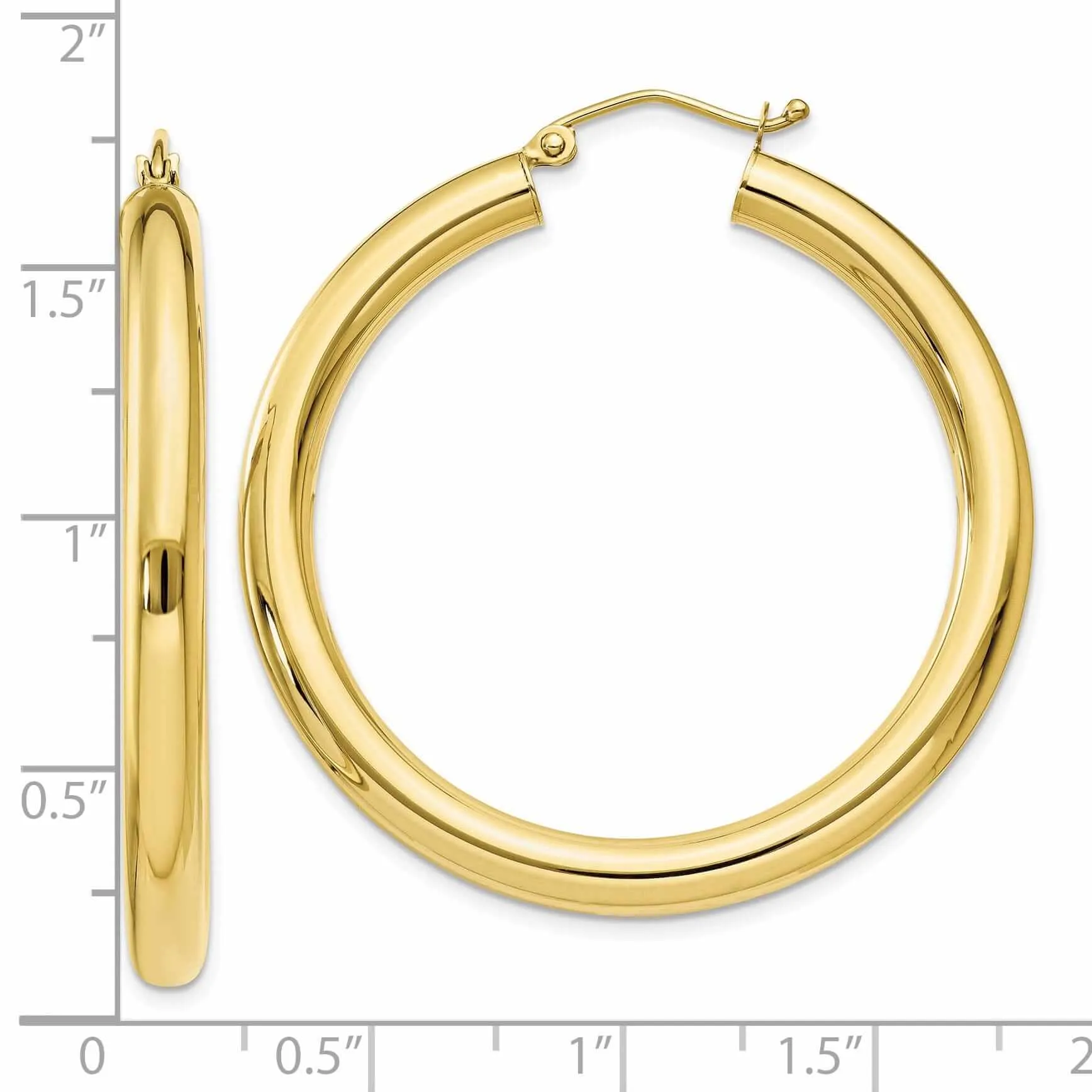 10k Yellow Gold Polish 4MM x 40MM Hoop Earring