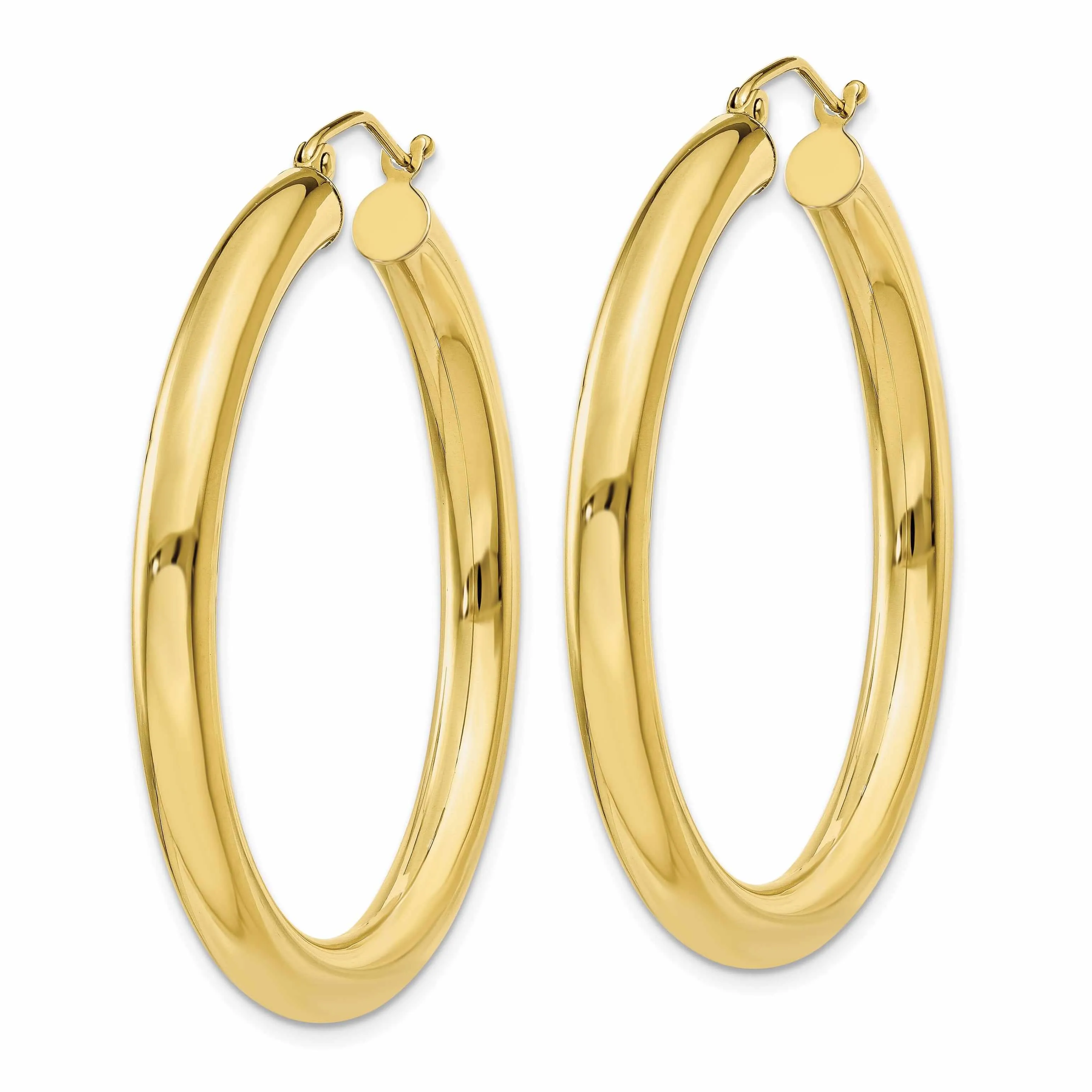 10k Yellow Gold Polish 4MM x 40MM Hoop Earring