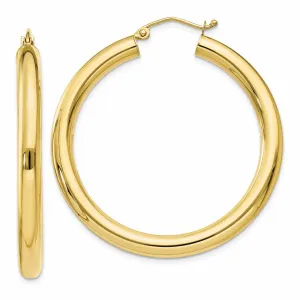 10k Yellow Gold Polish 4MM x 40MM Hoop Earring