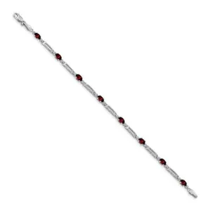 10KT WHITE GOLD 2.40 CTW GARNET & DIAMOND BRACELET