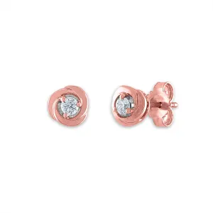 1/10 CTW Diamond Stud Love Knot Earrings in 10KT Rose Gold