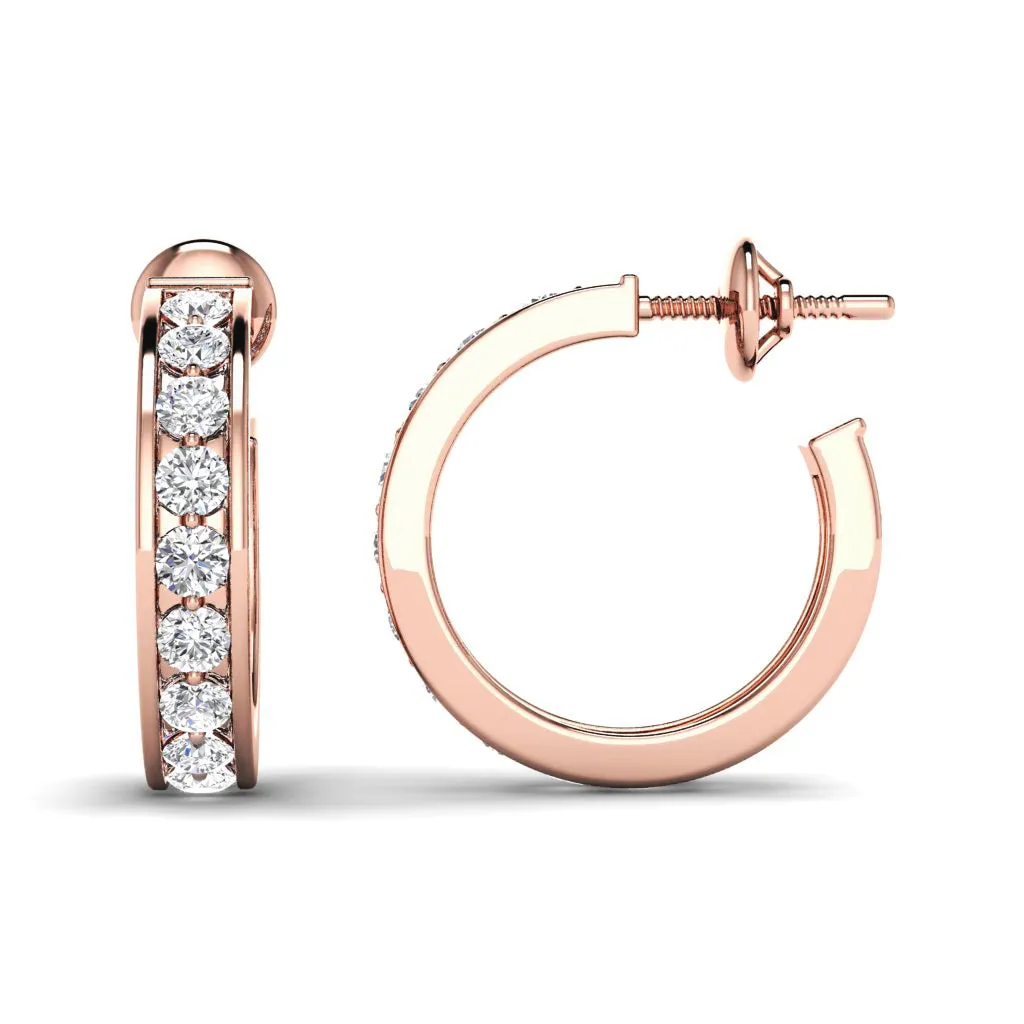 1.25 CT Round Cut Diamonds - Hoop Earrings