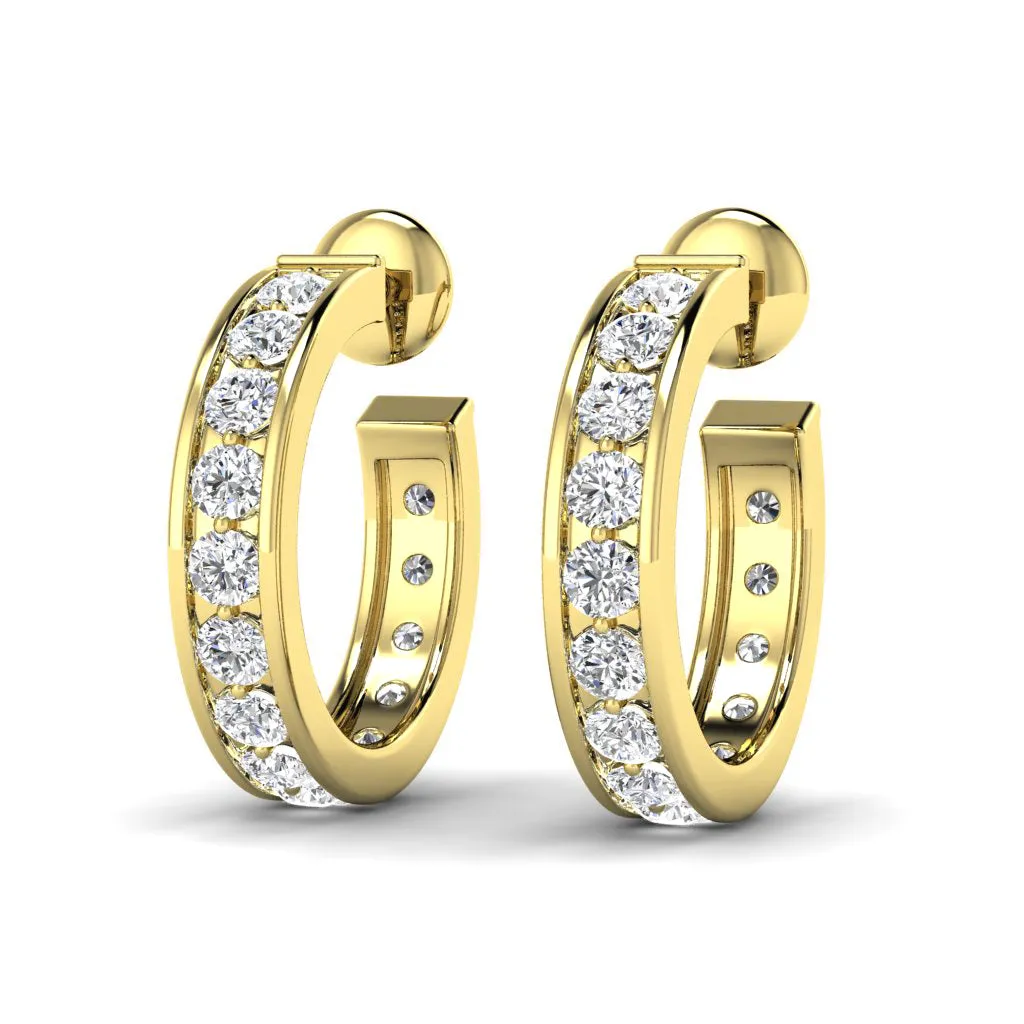 1.25 CT Round Cut Diamonds - Hoop Earrings