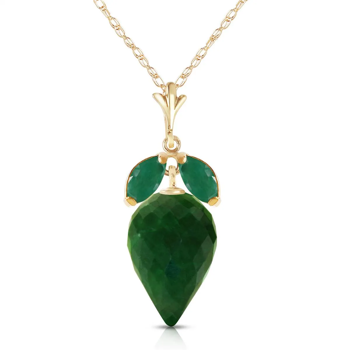 13.4 Carat 14K Solid Yellow Gold Conversation Overheard Emerald Necklace