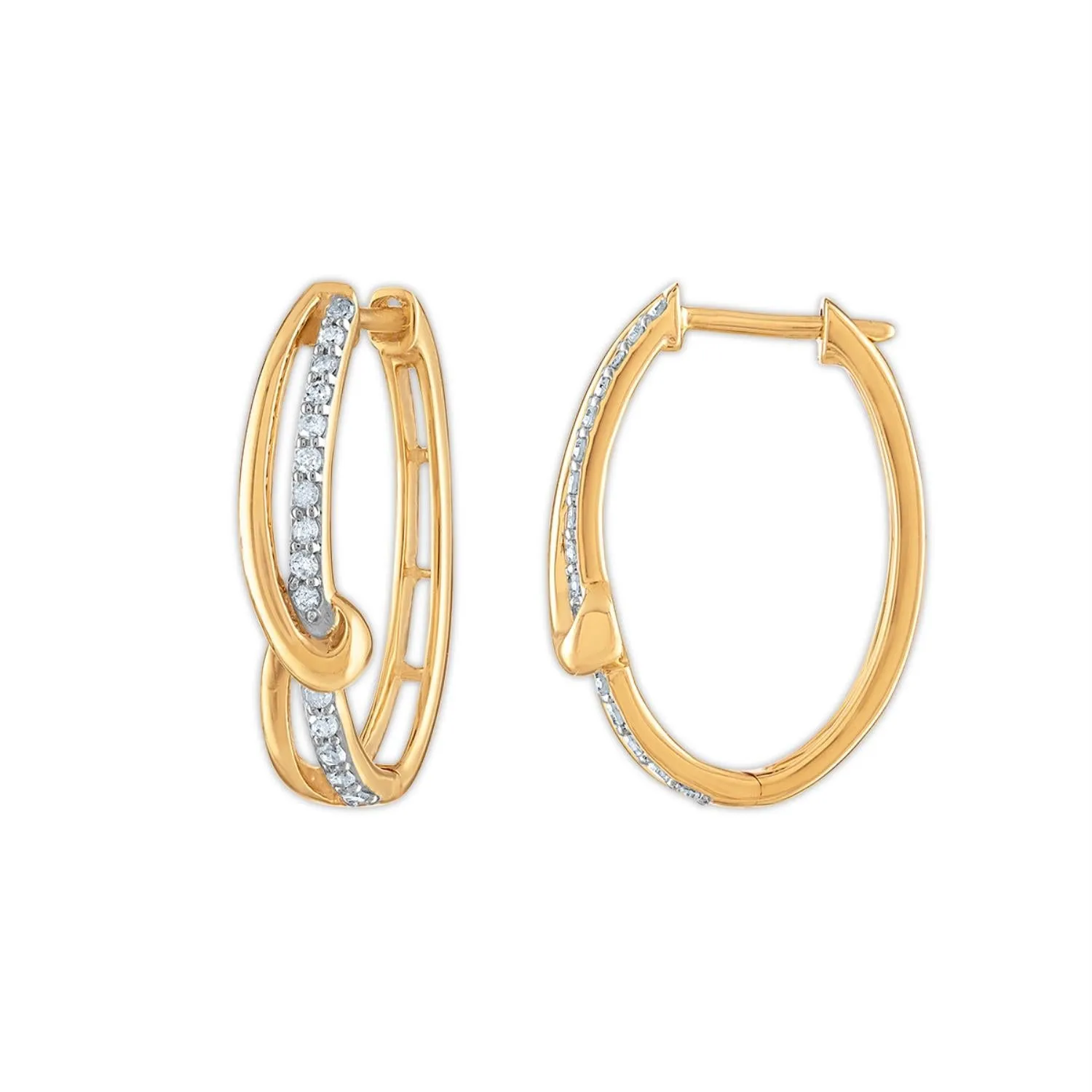 1/4 CTW Diamond Hoop Earrings in 10KT Yellow Gold