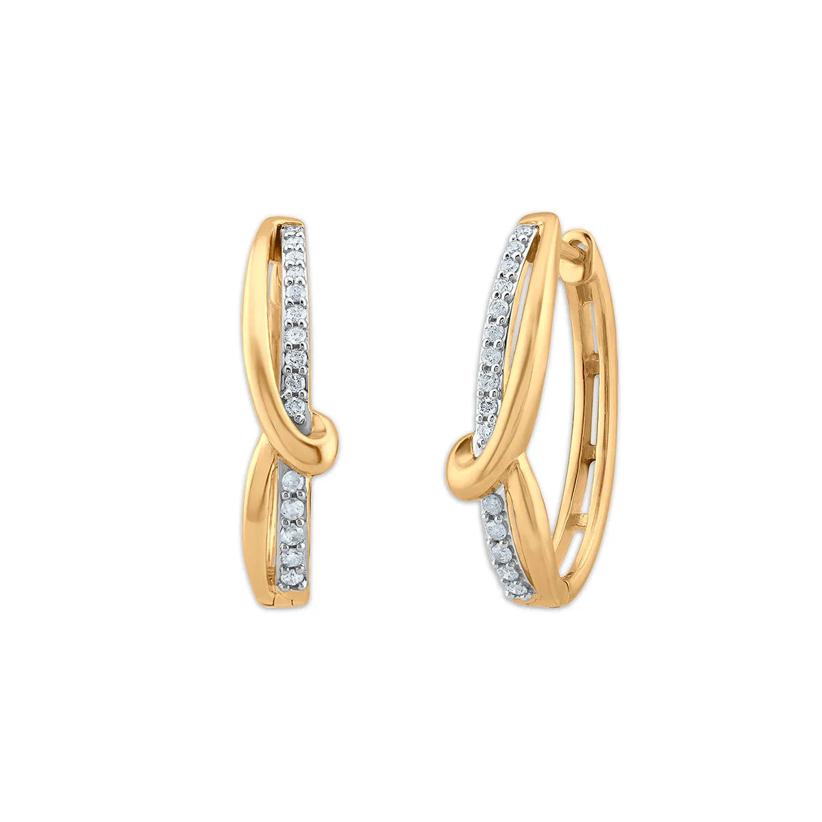 1/4 CTW Diamond Hoop Earrings in 10KT Yellow Gold