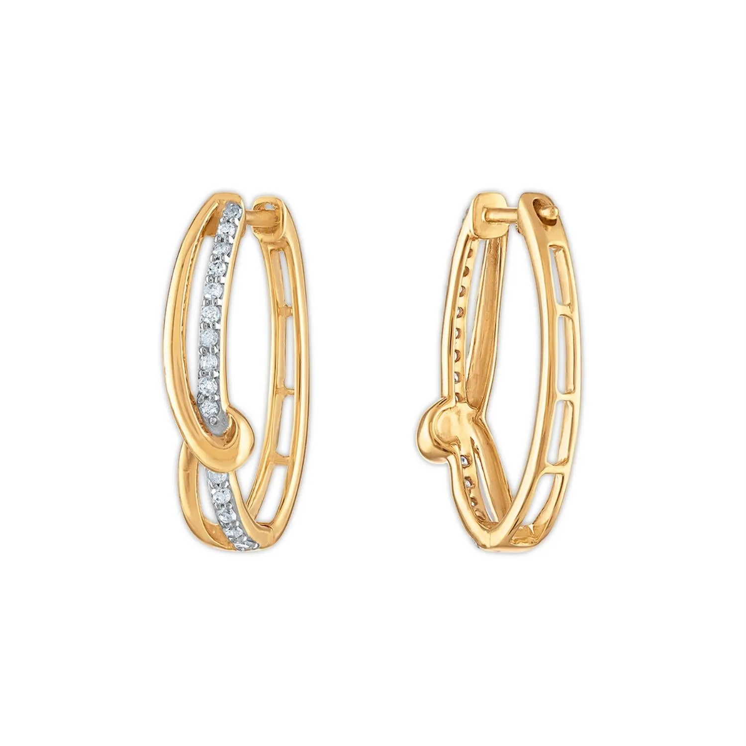 1/4 CTW Diamond Hoop Earrings in 10KT Yellow Gold