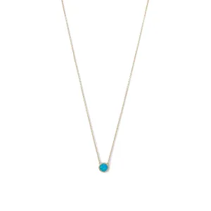 14 Karat Gold Plated Mini Synthetic Blue Opal Necklace