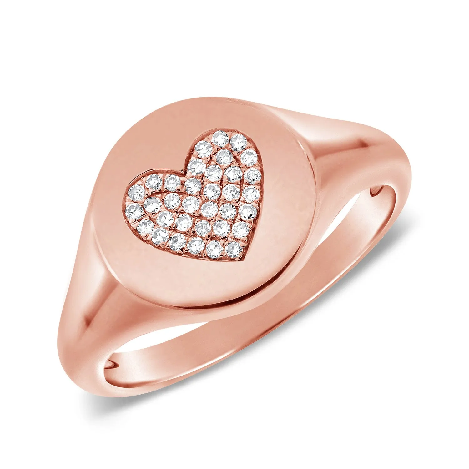 14k Gold & Diamond Heart Signet Ring-  0.11 ct.