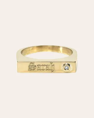 14k Gold Bar Signet Ring