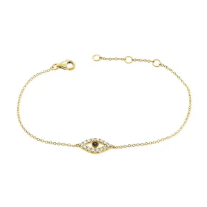 14K Gold Blue Sapphire & Diamond Evil Eye Bracelet