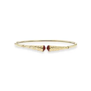 14K Gold Garnet Bangle Bracelet