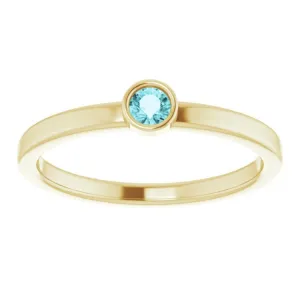 14K Yellow 3 mm Natural Blue Zircon Ring