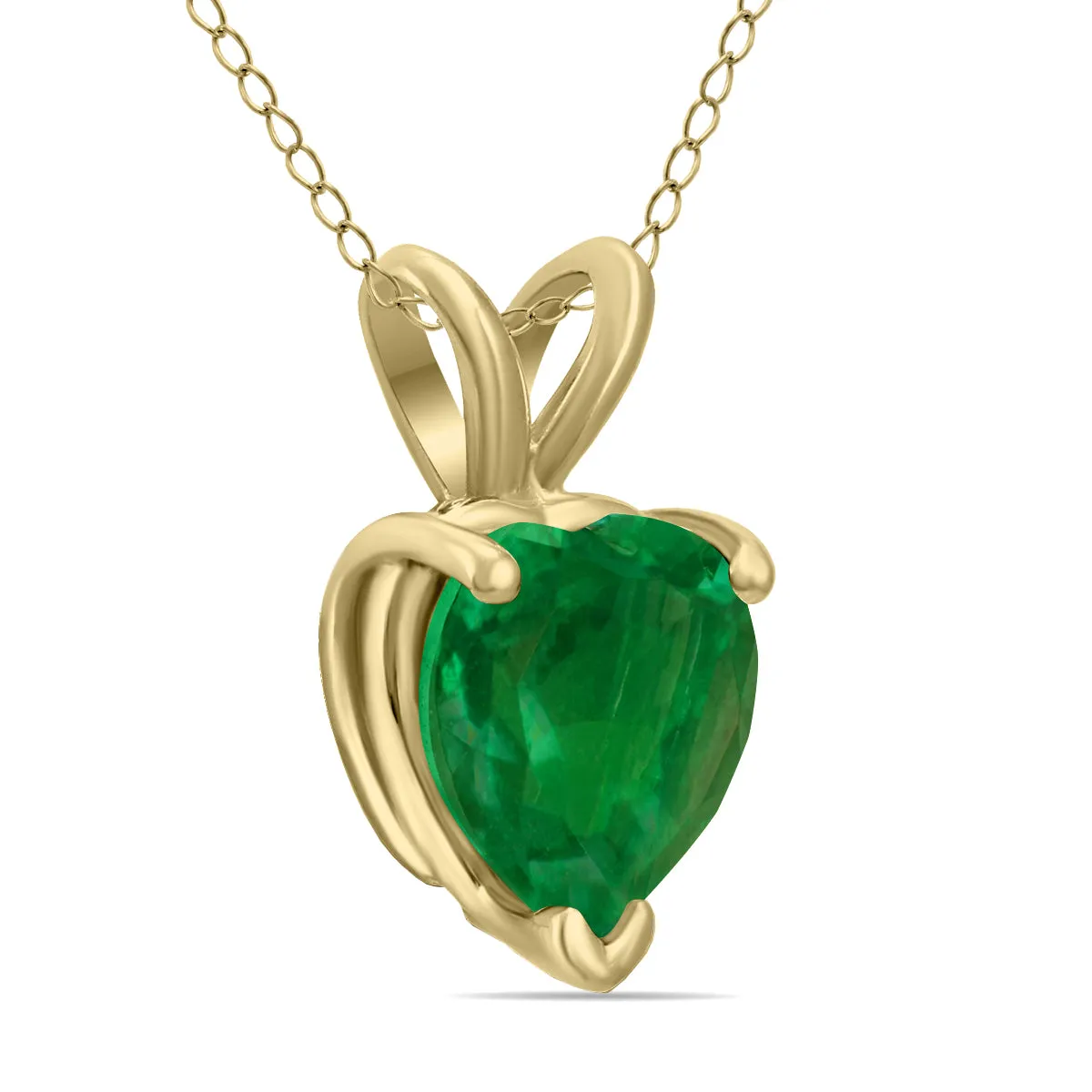 14K Yellow Gold 5Mm Heart Emerald Pendant