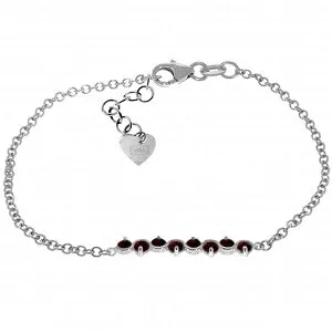 1.55 Carat 14K Solid White Gold Bracelet Natural Garnet