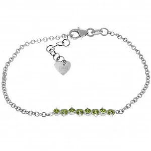 1.55 Carat 14K Solid White Gold Bracelet Natural Peridot