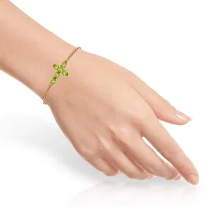 1.7 Carat 14K Solid Rose Gold Cross Bracelet Natural Peridot