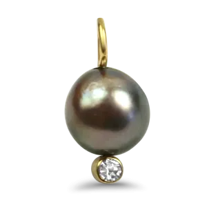 1870 Collection 22k Yellow Gold Tahitian Pearl and Diamond Pendant