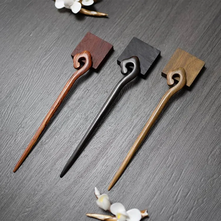 18cm Sandalwood Chinese Hairpin Zan (Shape 14)