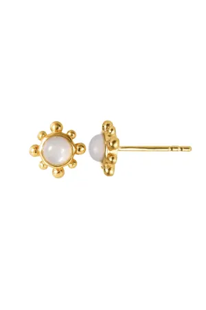 18ct Gold Plated Sterling Silver Moonstone Stud Earrings