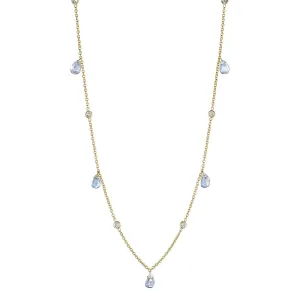 18K Diamond and Pear Shape Moonstone Cabochon Necklace