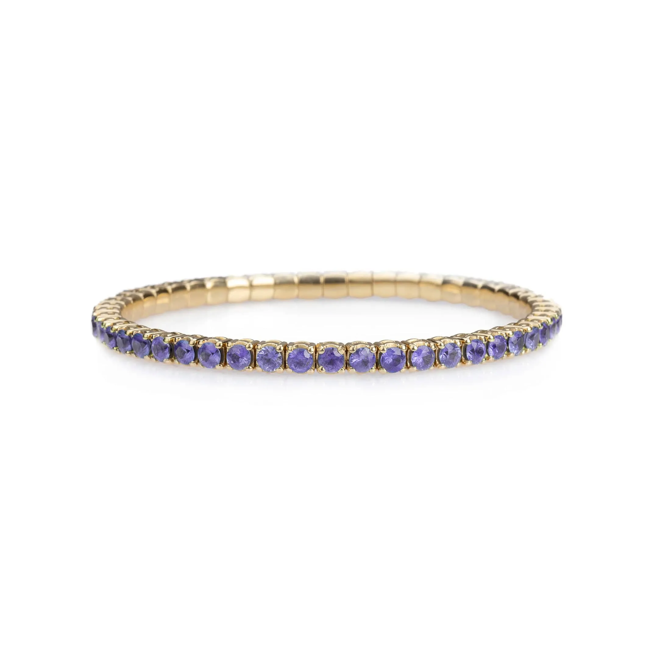 18K Gold Stretch Purple Sapphire Tennis Bracelet, 8.55-18 Carats