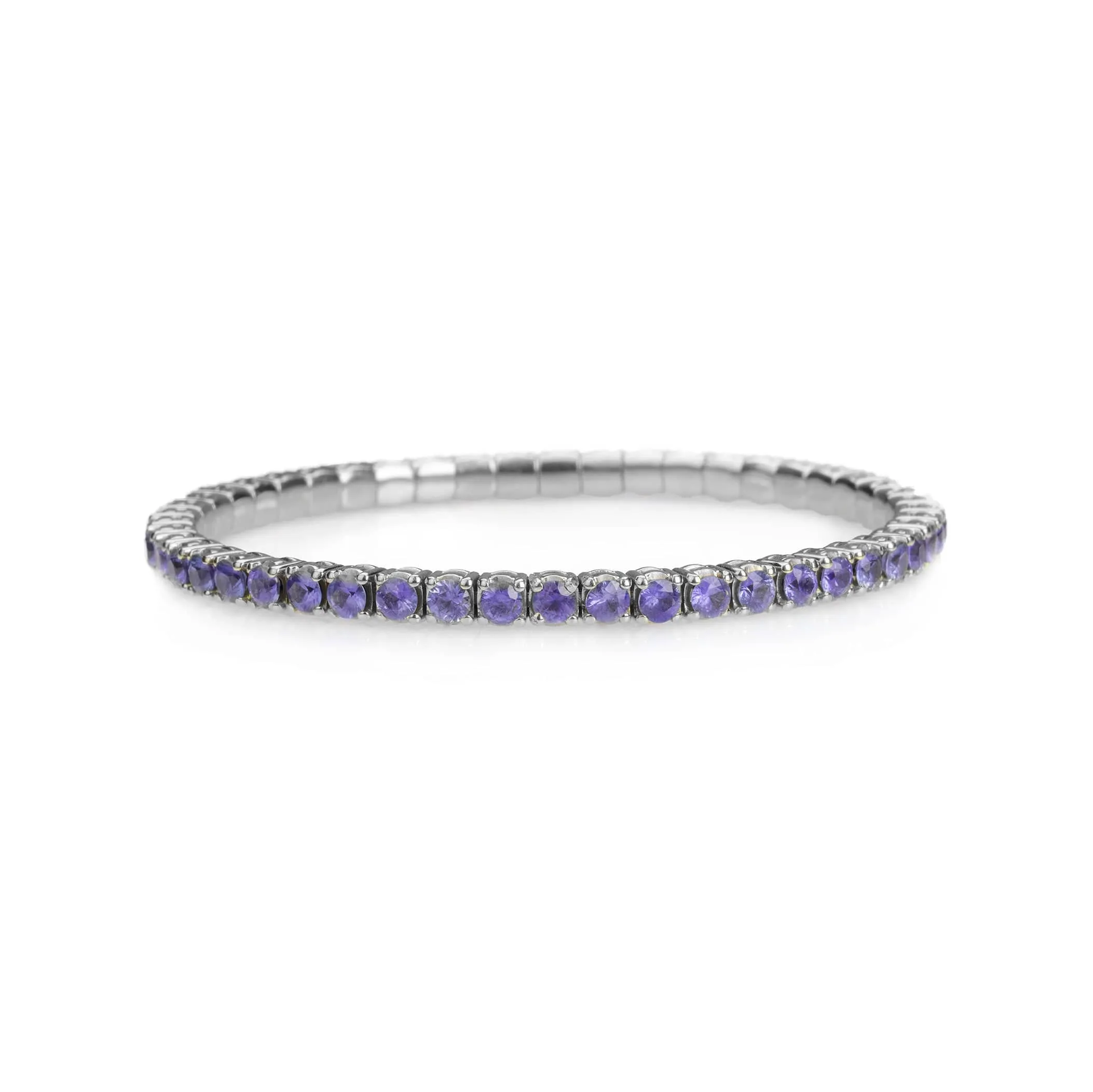 18K Gold Stretch Purple Sapphire Tennis Bracelet, 8.55-18 Carats