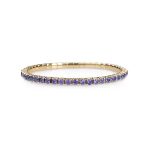 18K Gold Stretch Purple Sapphire Tennis Bracelet, 8.55-18 Carats