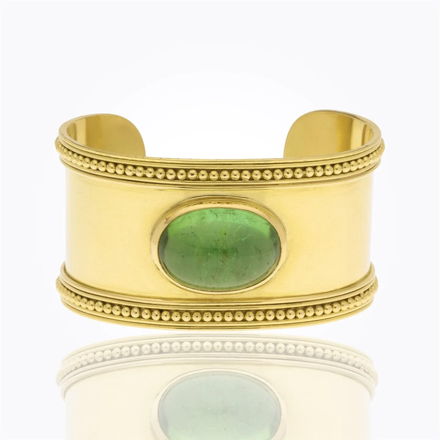 18K Granulated Cuff Bracelet with peridot