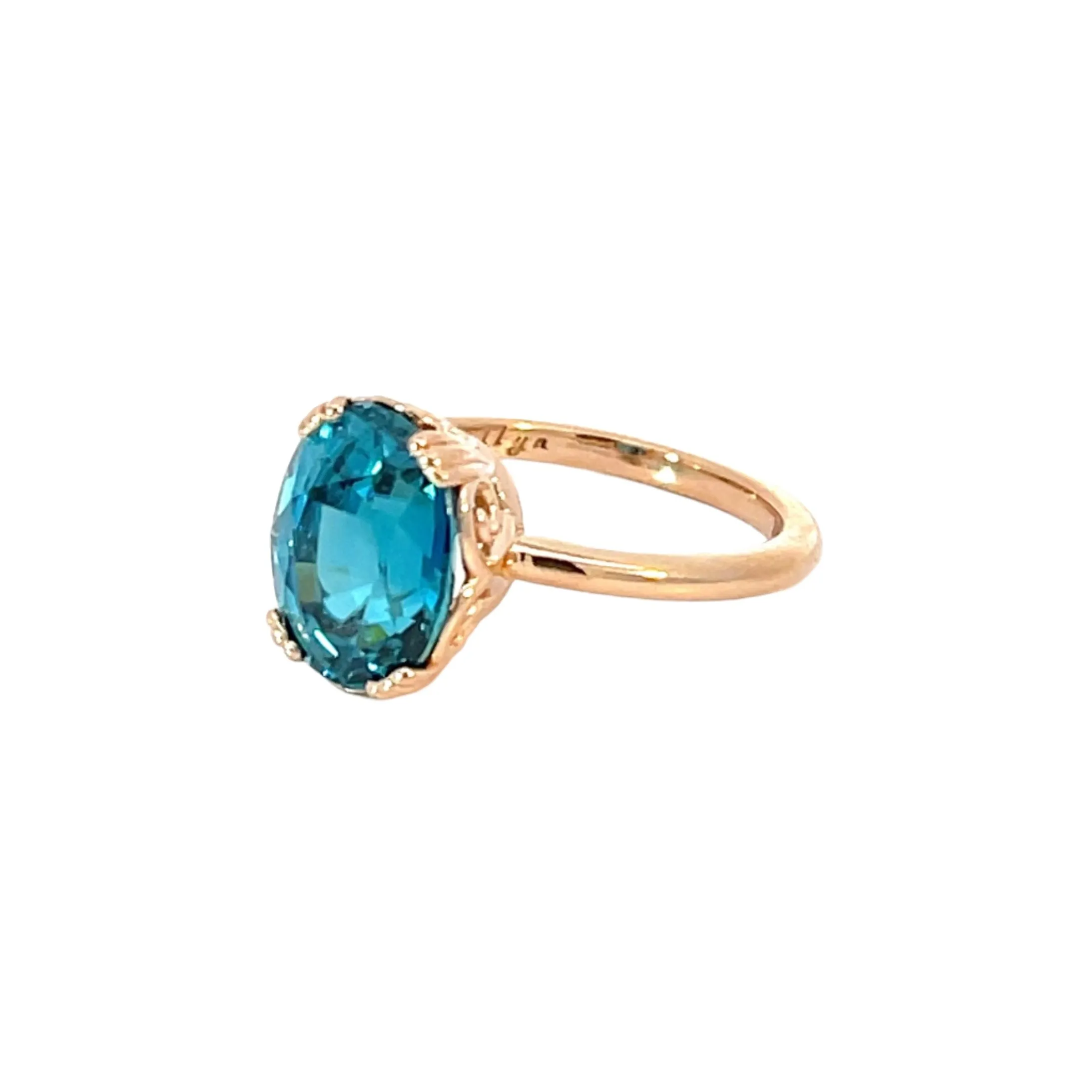 18k Rose Gold Blue Zircon Ring