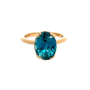 18k Rose Gold Blue Zircon Ring