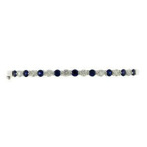 18K White Gold Sapphire and Diamond Clasped Bangle