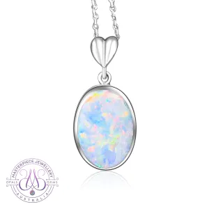 18kt White Gold Semi Black Opal 3.4ct oval pendant