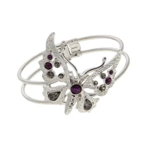 1928 Jewelry Classic Crystal Butterfly Hinge Cuff Bracelet