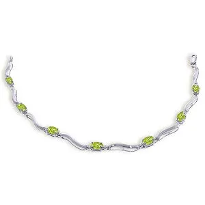 2.01 Carat 14K Solid White Gold Tennis Bracelet Diamond Peridot