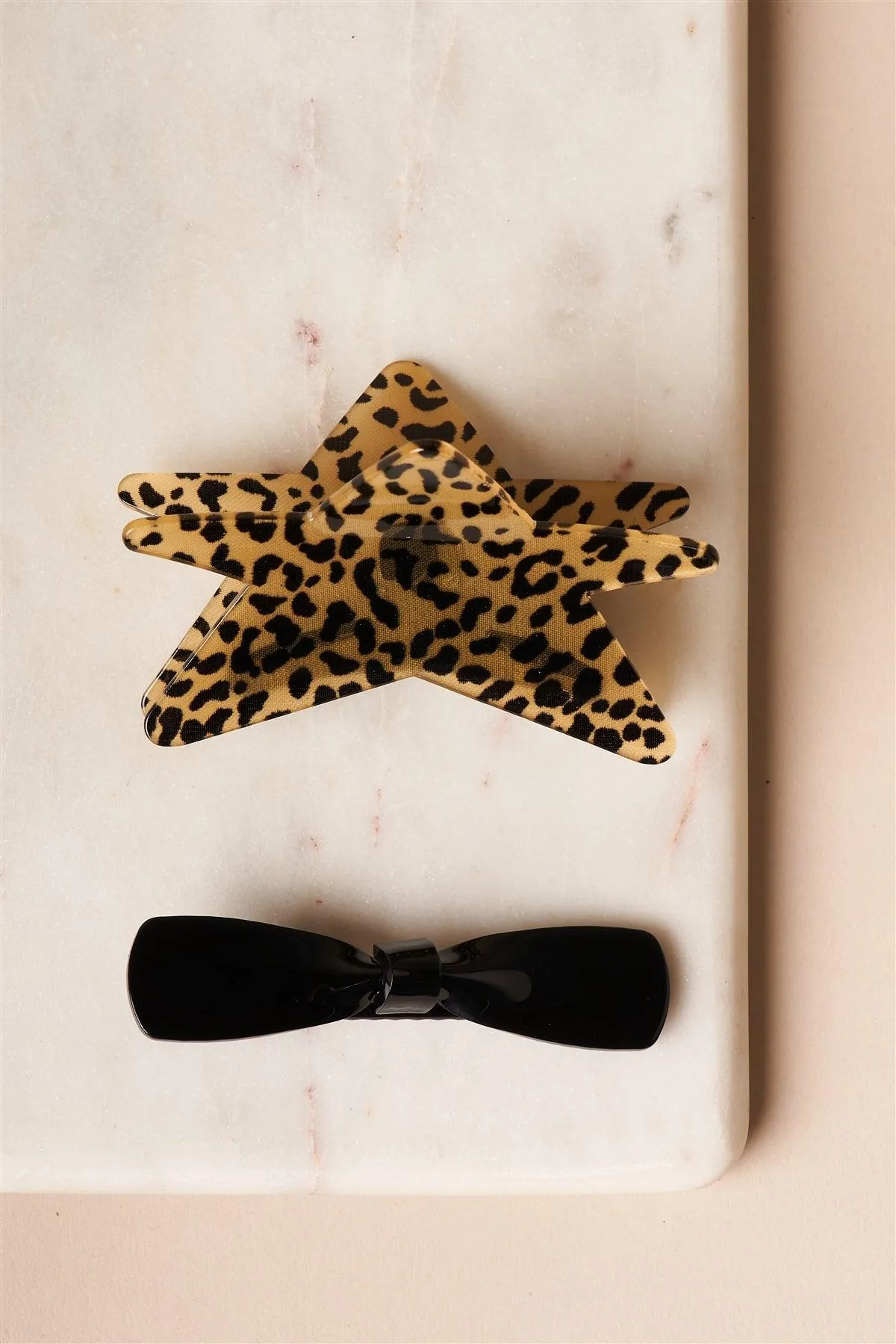 2pcs Cheetah Star Butterfly & Bow Hair Clip