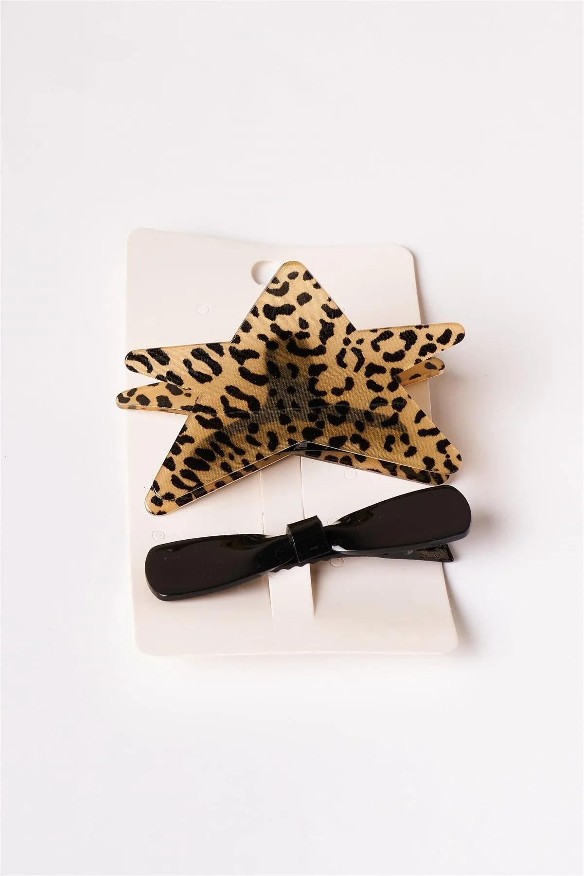 2pcs Cheetah Star Butterfly & Bow Hair Clip