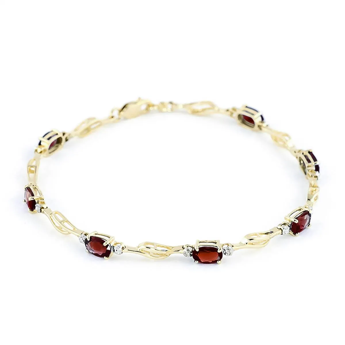 3.39 Carat 14K Solid Yellow Gold Tennis Bracelet Garnet Diamond