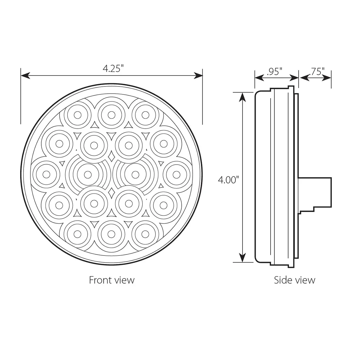 4" FLEET AMBER/CLEAR 18 LED SEALED LIGHT