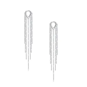 925 Silver Long Tassel V-Shaped Drop Earring