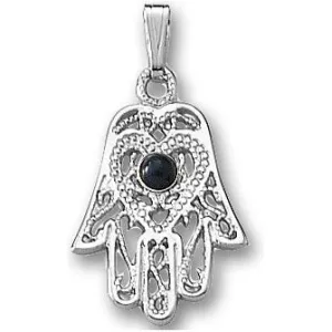 925 Sterling Silver Hamsa 18" Necklace with Genuine Lapis Lazuli