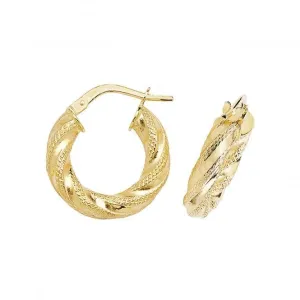 9ct Yellow Gold 60mm Double-Crescent Hoop Earrings ER954