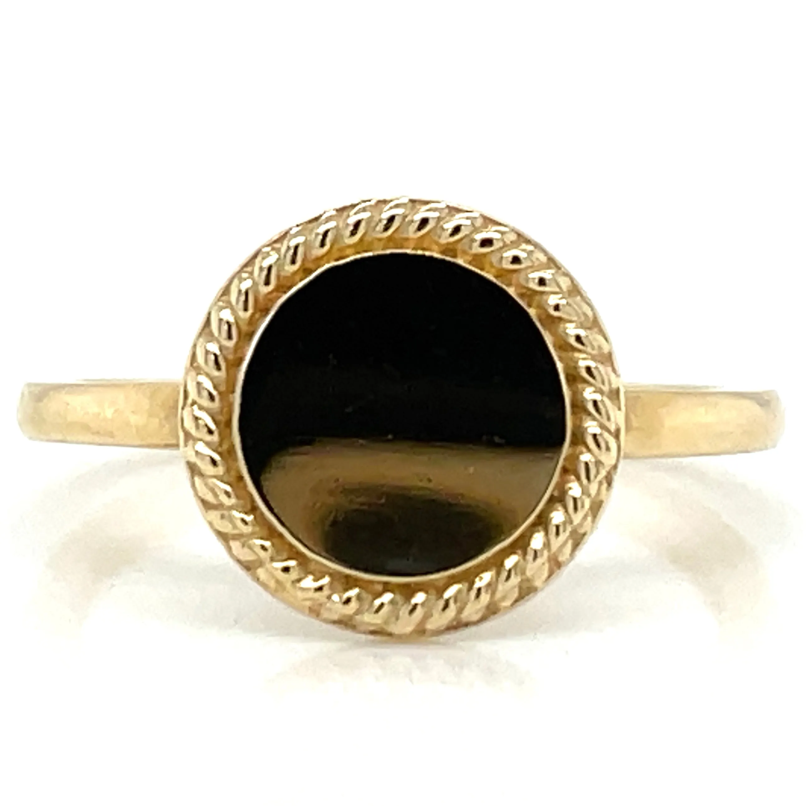 9ct Yellow Gold Twisted Flat Edge Circle Signet Ring