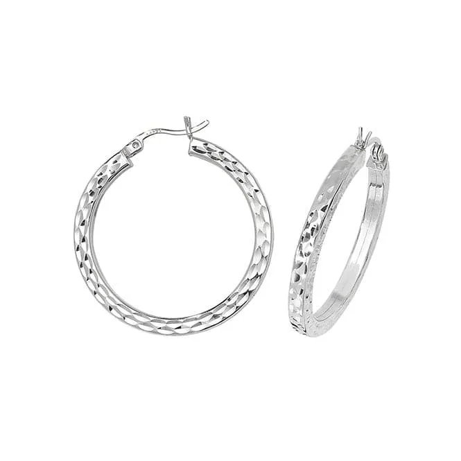 Acotis Silver Hoop Earrings Dia Cut G5733