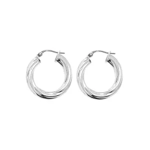 Acotis Silver Hoop Earrings Twisted G5972